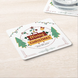 Glad jul modern minimalist stil coaster underlägg papper kvadrat