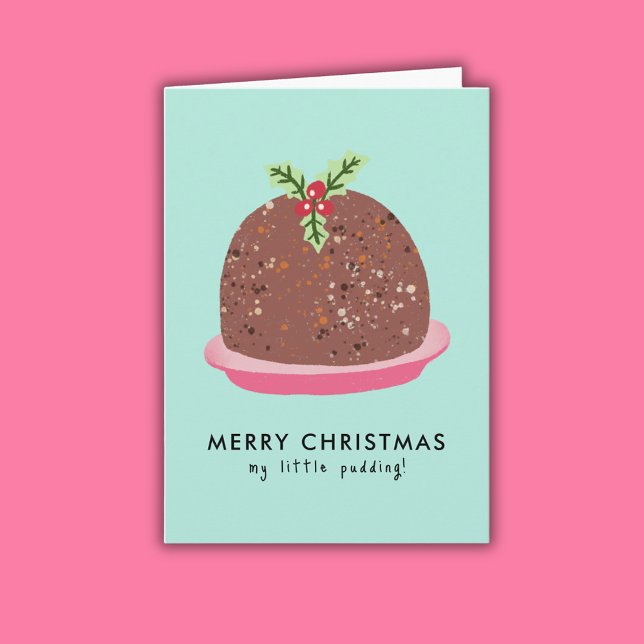 Glad jul Modern pudding-illustration Kort (Cute 'My Little Pudding' Christmas card)
