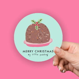 Glad jul Modern pudding-illustration Runt Klistermärke