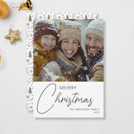 Glad jul Modernt manus Familjefoto Julkort