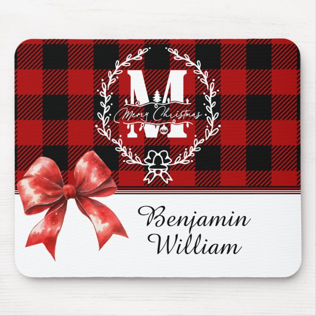 Glad jul monogramkrans Buffalo-ruta Musmatta (Framsidan)