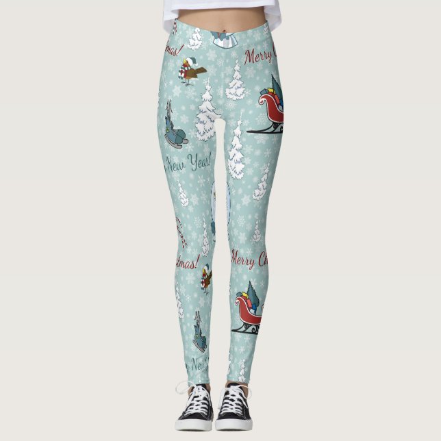 Glad jul mönster leggings (Framsida)