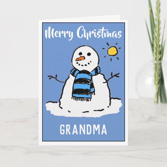 Glad jul Mormor Snömannen Julkort Helgkort (Framsida)