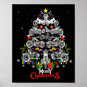 Glad jul Motorcykel Träd Julbelysning B Poster
