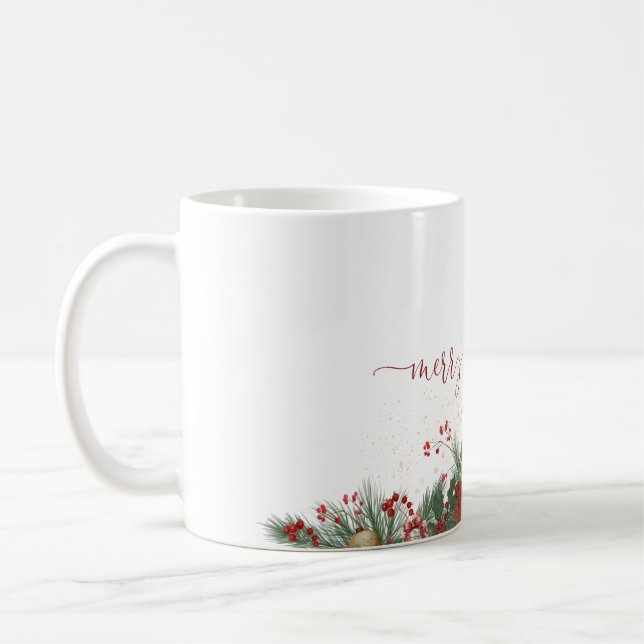 Glad jul-mugg med blomsterkant kaffemugg (Vänster)