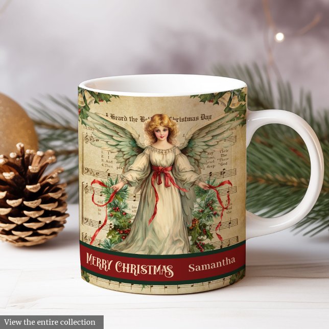 Glad jul Mugg Nostalgisk Ängel Present till Henne (Merry Christmas Mug Nostalgic Angel Gift for Her)