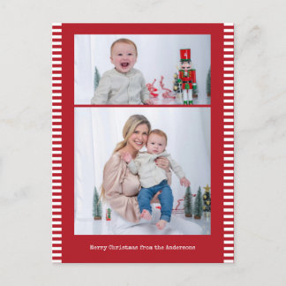 Glad jul Multi-Foto Randig Röd Färg Helg Vykort