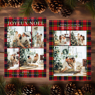 Glad jul Multi Foto Röd Rutig Julkort