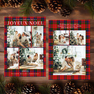 Glad jul Multi Foto Röd Rutig Julkort