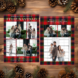 Glad jul Multi Photo Röd Rutig Julkort
