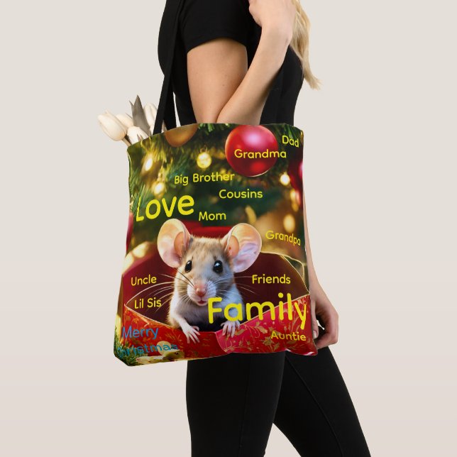 Glad jul Mus älskar Dam Totebags Tygkasse (Närbild)