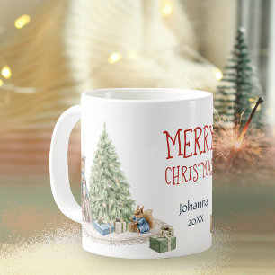 Glad jul Nostalgisk Söt Djurssouvenir Kaffemugg