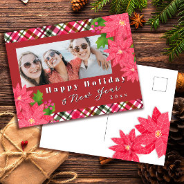 Glad jul nyår julstjärna Foto Röd  Helg Vykort