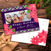 Glad jul nyår Poinsettia Foto Lila