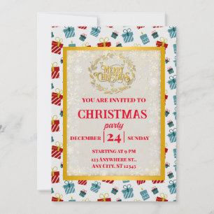 Glad jul & Nyår present bakgrundsmönster Inbjudningar
