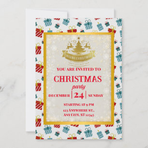 Glad jul & Nyår present bakgrundsmönster Inbjudningar