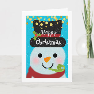 Glad jul nytt år Söt snöman Kort