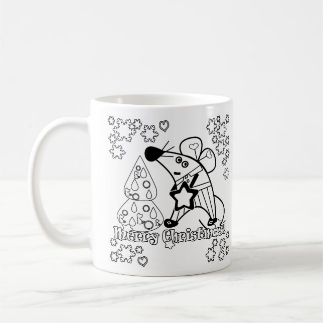 Glad jul nytt år Symbol Mus Tecknad söt Kaffemugg (Vänster)