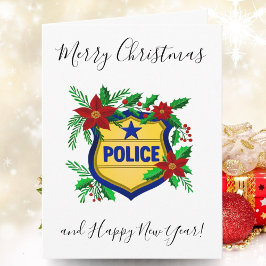 Glad jul och gott nytt år för polisen sköld helgkort