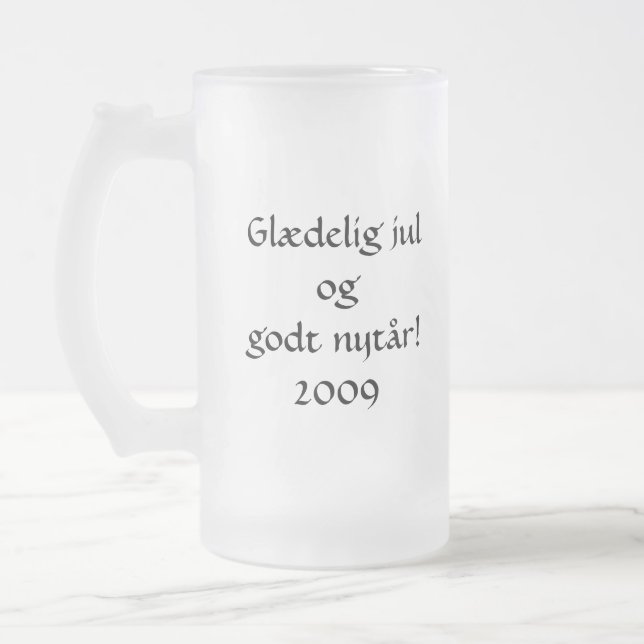 Glad jul och gott nytt år! frostat ölglas (Vänster)
