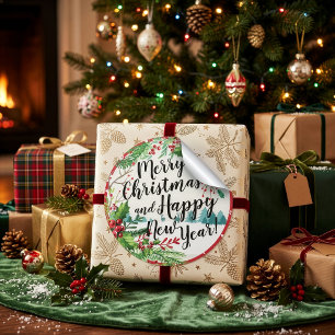 Glad jul och gott nytt år - Högtidliga hälsningar Runt Klistermärke