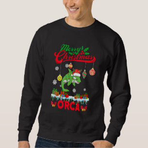 Glad jul Orca Dräkt Tomte Orca Xmas Ljus Lång Ärmad Tröja