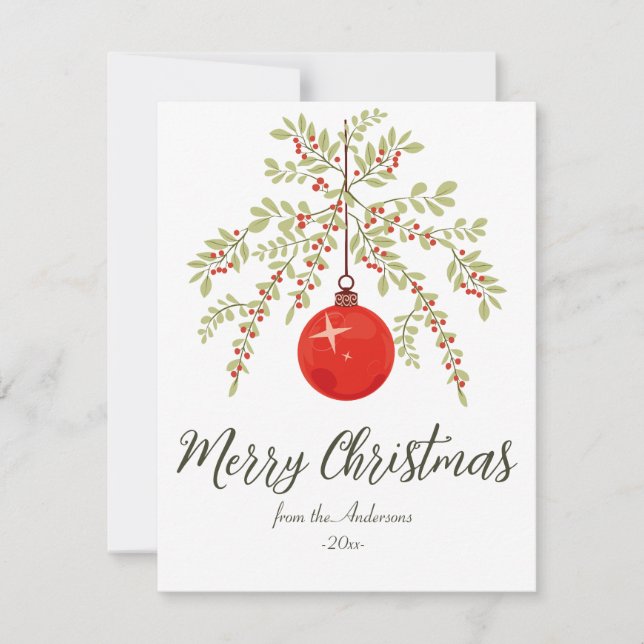 Glad jul Ornament Botanisk Elegant Julkort (Framsida)