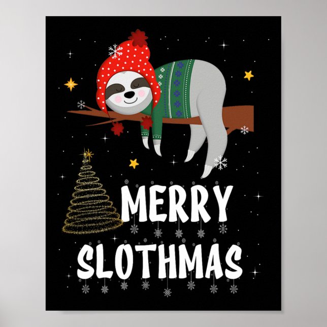 Glad Jul på Lathund Julpyjamas för Lathundälskare  Poster (Framsidan)