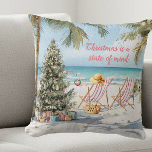 *Glad jul på stranden Monogram  Kudde
