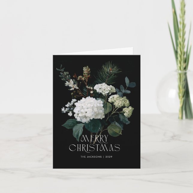 Glad jul Painterly Hortensia Juldesign Helgkort (Framsida)