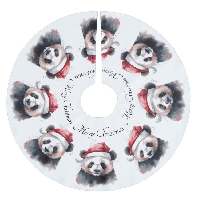 Glad Jul Panda, anpassad Julgransmatta Borstad Polyester (Framsidan)
