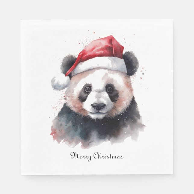 Glad Jul Panda, anpassad Pappersservett (Framsidan)