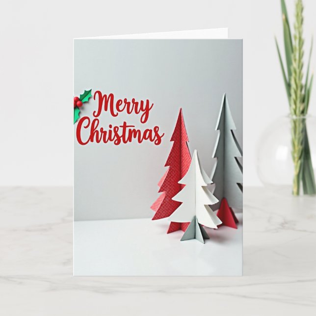 Glad jul Pappers Träd Kort (Framsida)
