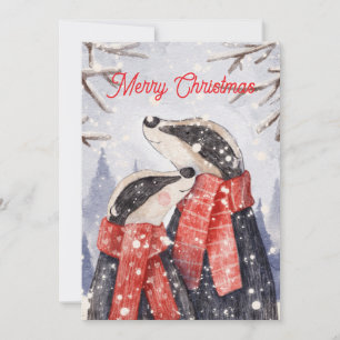 Glad jul Par Badger Illustration Julkort