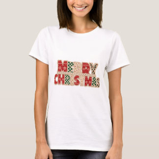 Glad jul Patchwork-bokstavsdesign T Shirt