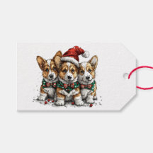 Glad jul Pembroke Welsh Corgi-valpar