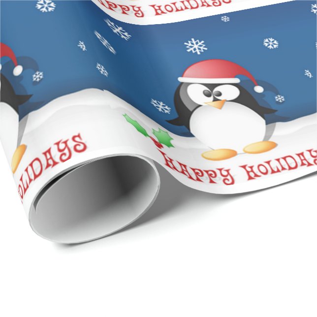 Glad jul Penguin Presentpapper (Rullad Hörn)