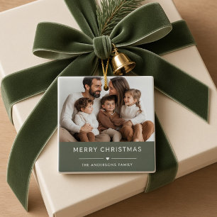 Glad jul Personlig familjefoto Modern Julgransprydnad Keramik