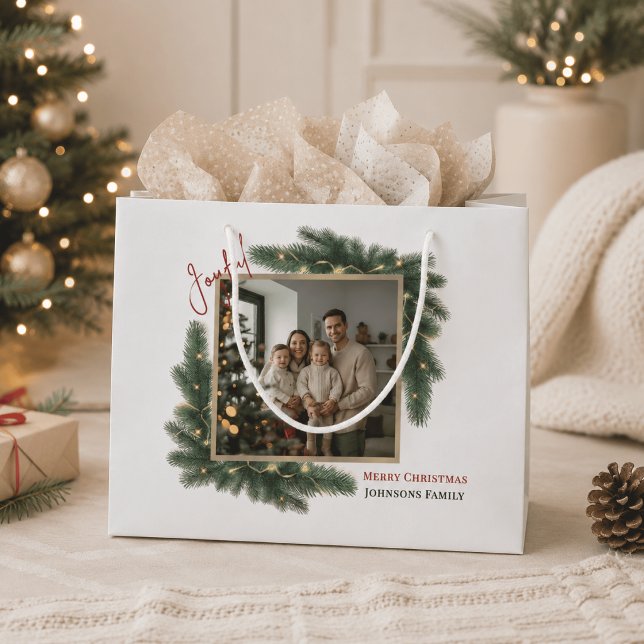 Glad jul Personlig familjefoto presentpåse Ba (Skapare uppladdad)