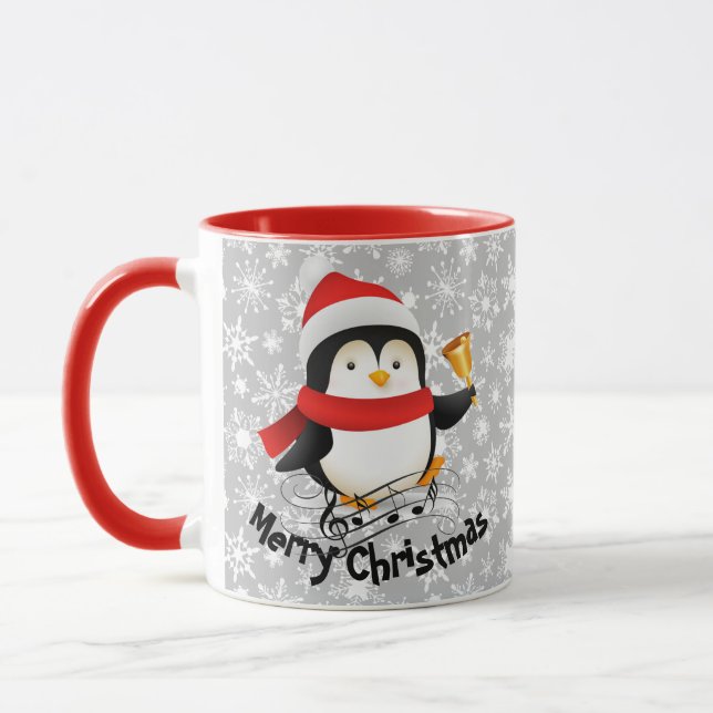 Glad jul pingvin personlig mugg (Vänster)