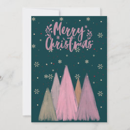 GLAD JUL PINK SNÖ OCH PINK JULGRANAR JULKORT