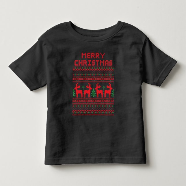 GLAD JUL PIXEL ART STIL T-Shirt (Framsida)