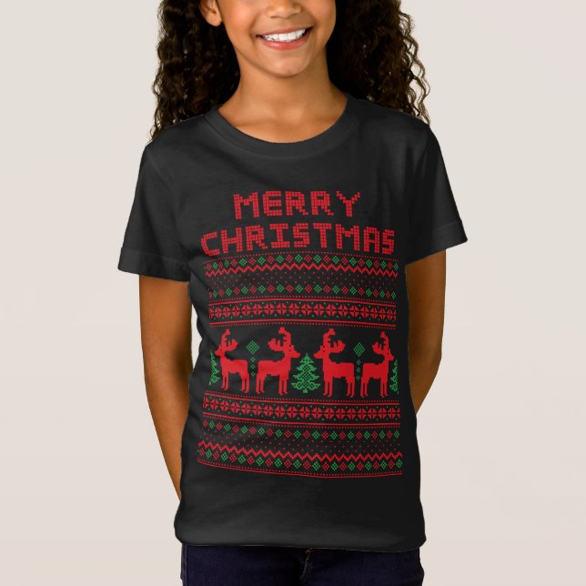 GLAD JUL PIXEL ART STIL T-Shirt (Framsida)