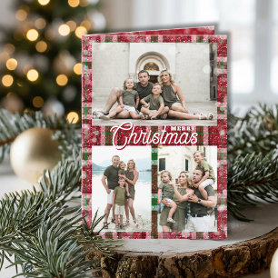 Glad jul Plaid 3 Foto Collage Vikbar Helgkort