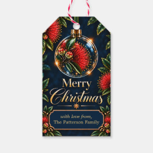 Glad jul Pōhutukawa Ornament Familjenamn Presentetikett