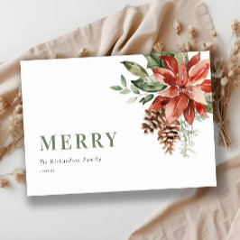 Glad jul Poinsettia Knippe Akvarell Tall Jul Julkort