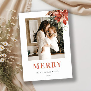 Glad jul Poinsettia Knippe Foto Akvarell Julkort
