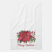 Glad jul Poinsettia Kökshandduk