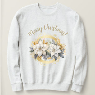 Glad jul Poinsettia Vit & Guld Tröja
