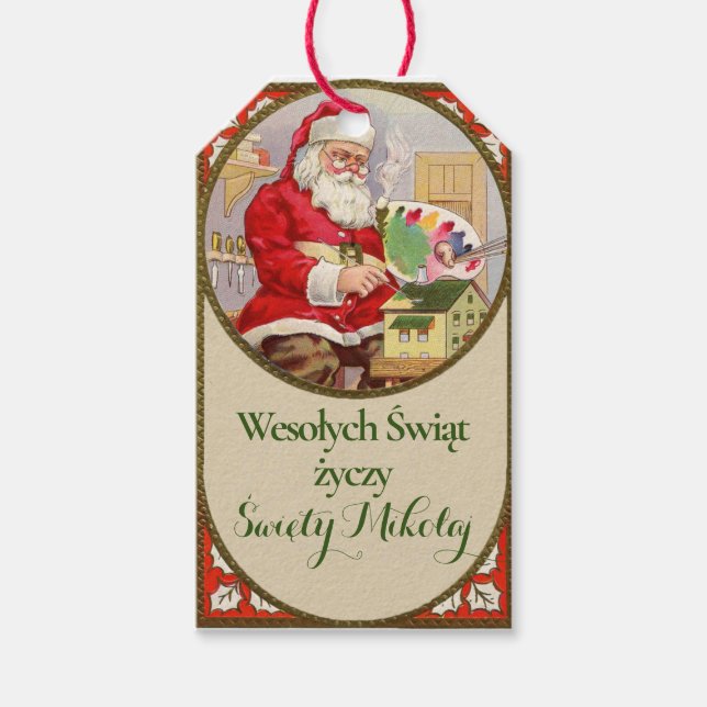 Glad jul polska Merry Christmas Polen barn Presentetikett (Framsidan)